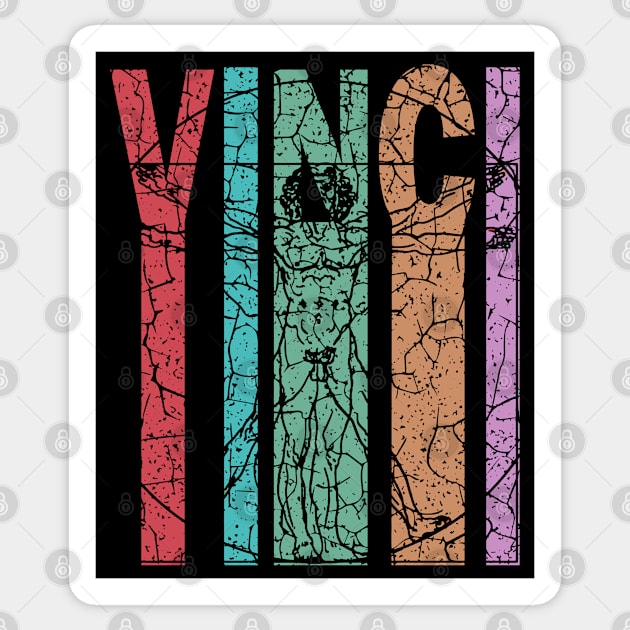 Vitruvian Man by Da Vinci - Retro Letters - Pastel Vintage Sticker by TuncGK